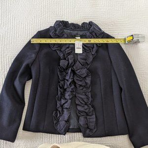 J Crew NWT Navy Wool Jacket with Ruffle Trim